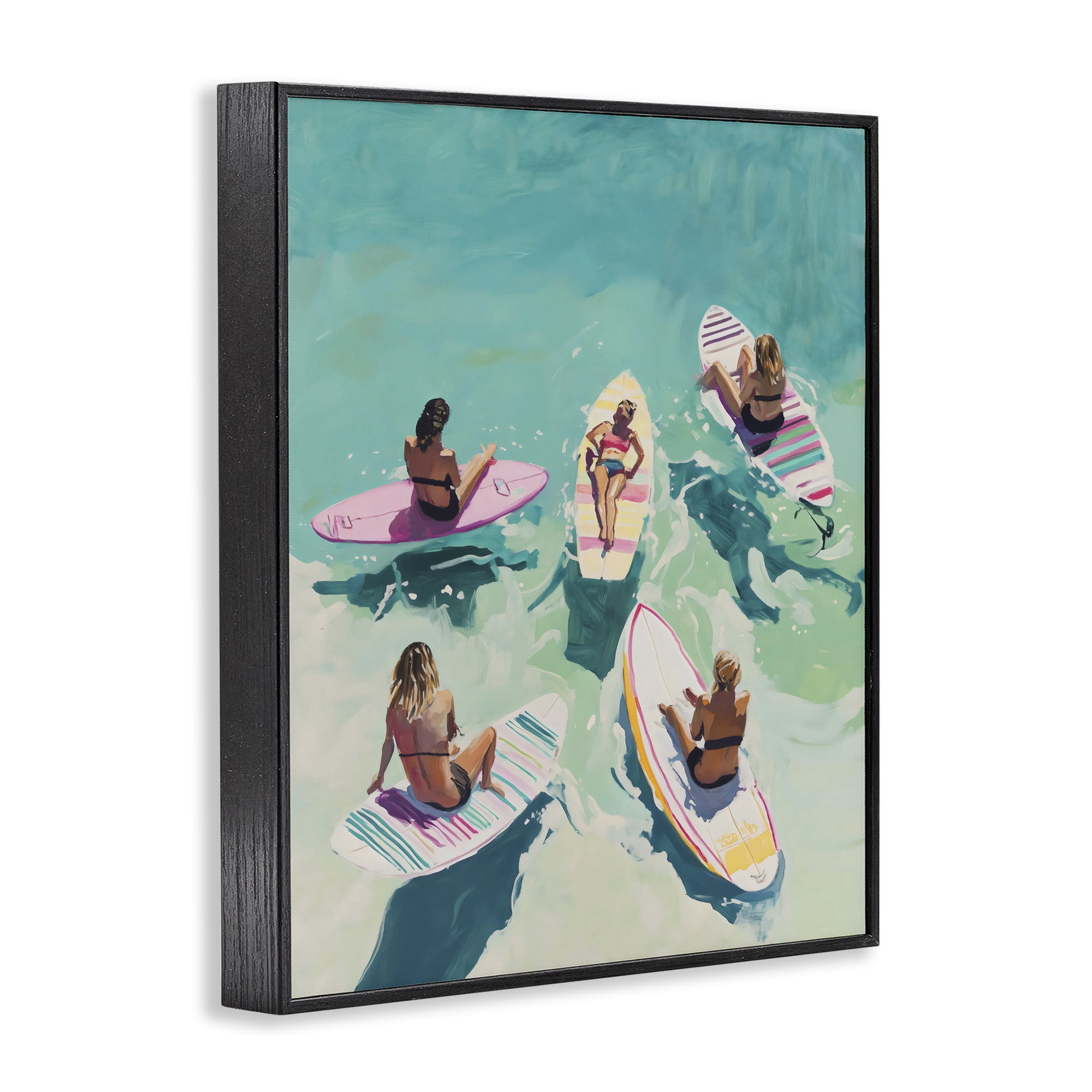 Stupell Industries Women Surfers at Turquoise Beach Black Framed Giclee Art, design by The Prints Vibe
