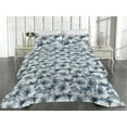 thumbnail image 2 of Ambesonne Floral Quilted Bedspread Set 3 Pcs, Weathered Art Flower Petals, Queen, Dark Turquoise and Blue Grey, 2 of 4