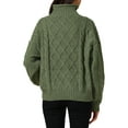 thumbnail image 3 of INSPIRE CHIC Women's Solid Color Turtleneck Oversize Long Sleeves Cable Knit Sweater S Green, 3 of 6