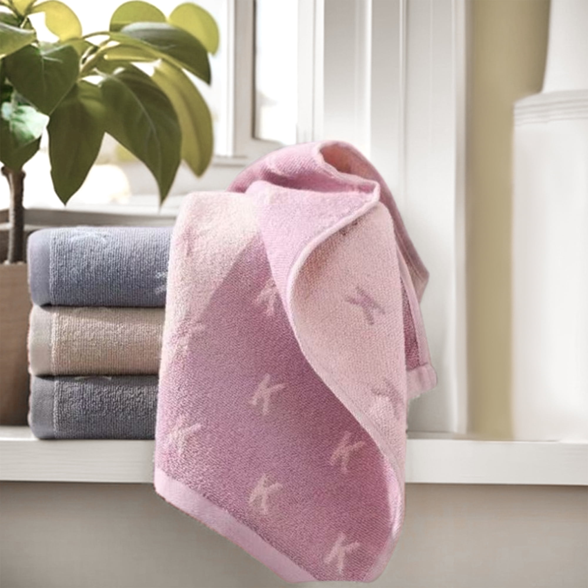 Unique Bargains Letter Patterns Soft Cotton Hand Towels for Bathroom Kitchen Blue 4-Piece