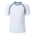 thumbnail image 5 of Yeahdor Mens Swim Shirt UPF 50+ Sun Protection Rash Guard Top Quick Dry Short Sleeve Athletic Running Shirts White L, 5 of 7