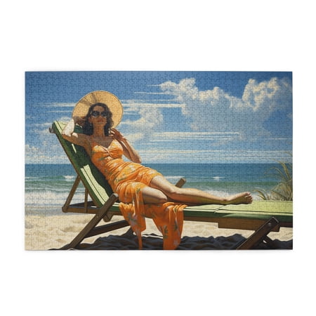 1000 PCS Summer Vacation For Fashionable Women - 1000 Piece Charm Puzzles Ideal For Relaxation And Family Fun Unique Artwork For Adults Funny Wooden Jigsaw Puzzles Challenging Brain Exercise