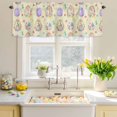 thumbnail image 4 of Valances for Windows Easter Colorful Eggs Watercolor Flower Rod Pocket Short Curtain for Bathroom Living Room Bedroom Spring Floral on Yellow 1 Panel 54x18in, 4 of 9