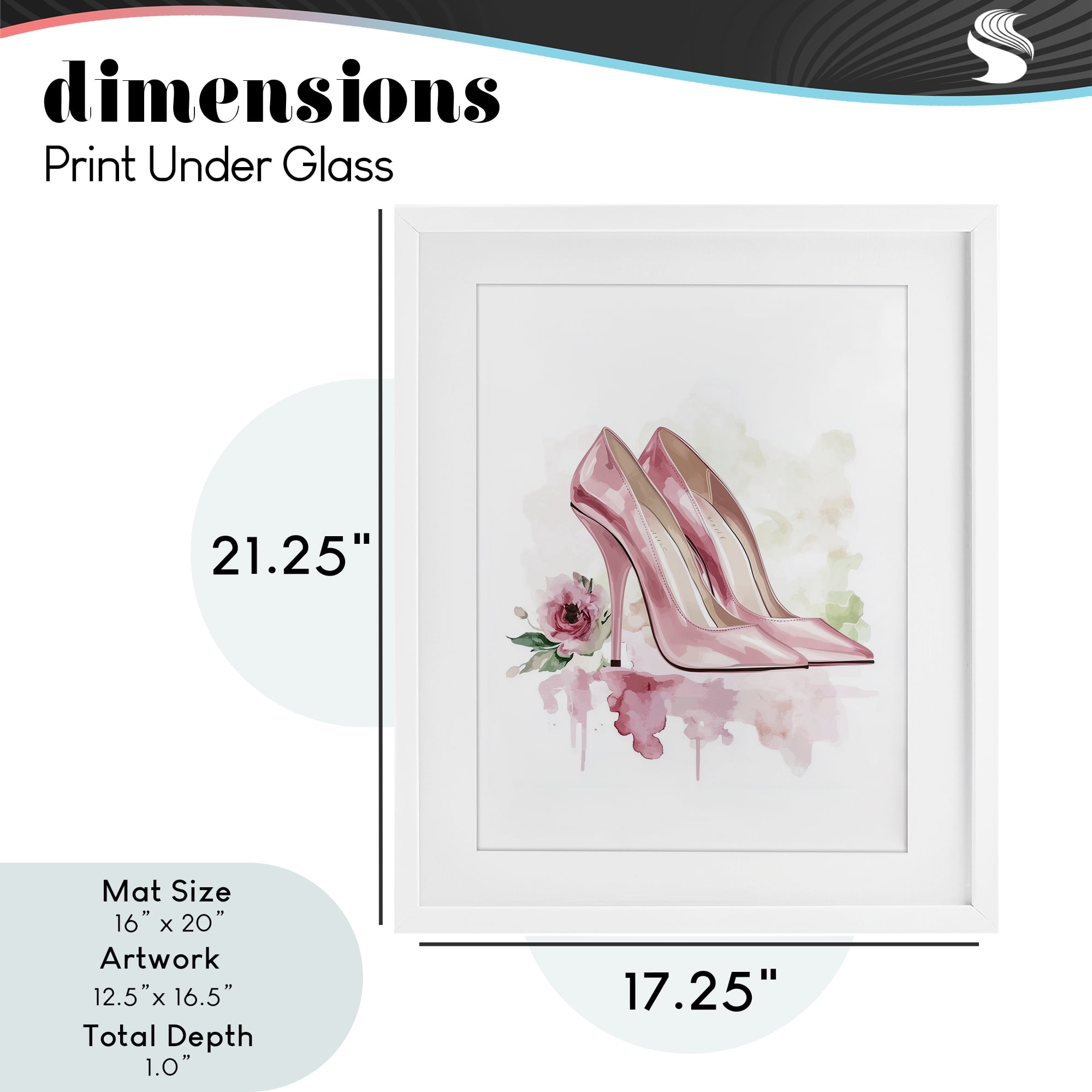 Rosy Pastel Heels White Framed Print Under Glass, design by Christine Simpson Art