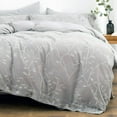 thumbnail image 1 of OREISE Duvet Cover Set King Size Washed Cotton Yarn, Jacquard Gray and White Thick Branch Pattern Floral Style 3Piece Bedding Set, 1 of 4