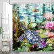 thumbnail image 2 of NEWSUYAA - Juego de cortina de ducha con diseño de tortuga marina para baño, color azul verdoso, con algas submarinas, impermeable, con ganchos, accesorios, 71" de largo, decoración de baño con, 2 of 6