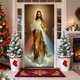 thumbnail image 5 of Bandera navideña para puerta | Decoración navideña de poliéster de 180 x 90 cm | Tema religioso: Salvador, María, los Tres Reyes Magos y el Ángel | Decoración para fotos de fiestas en interiores y, 5 of 6