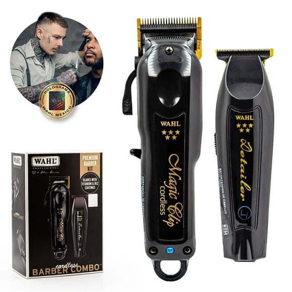 barber combo wahl inalambrica magic clip  detailer li profesional