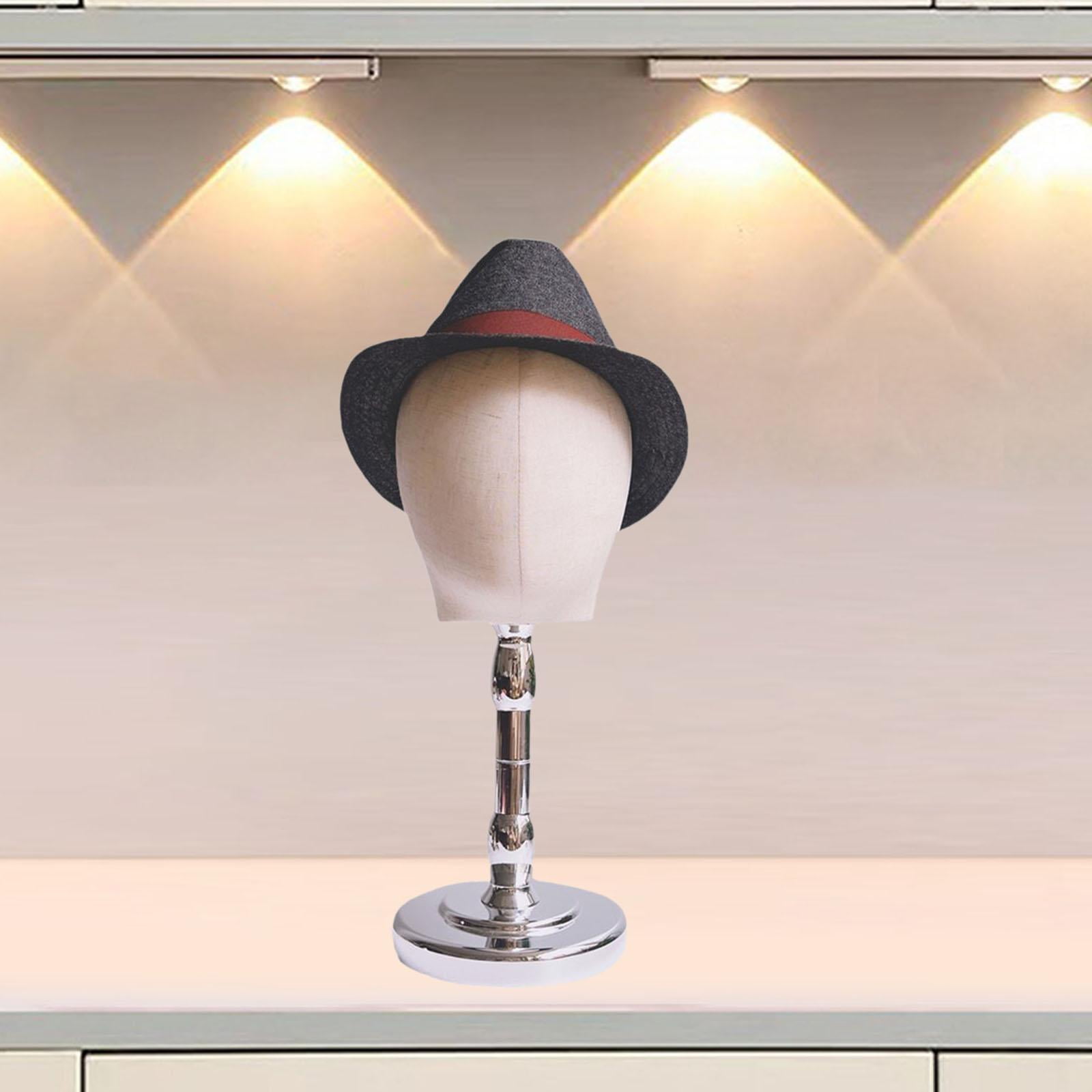 FITYLE Bald Mannequin Head Hat Holder Portable Beauty Accessories Wigs Display Model Manikin Head for Barber Shop Hair Salon Scarves Silver Base