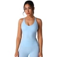 thumbnail image 3 of IDOPIP Womens Cross Back Athletic Tank Tops with Bulit in Bra V Neck Longline Sports Gym Bra Workout Yoga Pilates Tops, 3 of 6