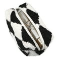 thumbnail image 5 of Portable Cosmetic Bag Travel Makeup Bag Storage Bag Plaid Pattern Terry Cloth Black White, 5 of 6