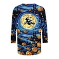 thumbnail image 5 of VKOYWKM Halloween Shirts for Women 3/4 Sleeve Tops Halloween Witch Graphic T Shirts Spooky Print Loose Fit Round Neck Vintage Top, 5 of 5