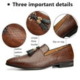 thumbnail image 2 of Men’s Luxury Brown Loafers and Faux Leather Wedding Dress Shoes with Tassel, Brown-05, 9 US, 2 of 5