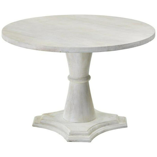 White Wash Pedestal Round Dining Table, 48 Round White Pedestal Dining Table Set