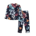 thumbnail image 2 of Junzan Flowers Ad Butterflies Print Womens Pajama Sets,Long Sleeve Button Down For Women Pjs 2 Piece, 2 of 9