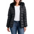 thumbnail image 2 of Nautica Womens Faux Fur Trim Hooded Midweight Puffer Jacket Size: XL, Color: Black, 2 of 6
