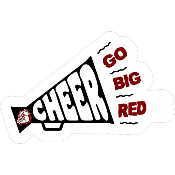 5in x 3in Red Bulldog Megaphone Cheer Sticker Vinyl Cheerleading Stickers