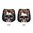 thumbnail image 3 of Balery Flower Horn Skull A Pantalones cortos deportivos para mujer con forro y dos bolsillos, elásticos, para entrenamiento, gimnasio, yoga-X-Large, 3 of 7