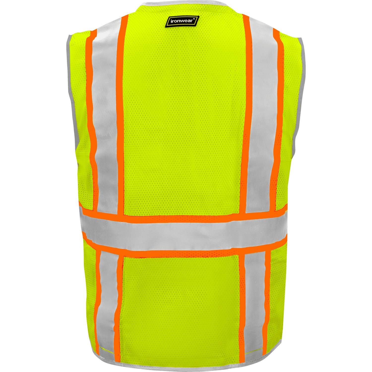 Ironwear 1241 Class 2 Safety Vest w/ Zipper, Radio Clips & Badge