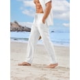 thumbnail image 3 of Pantalón de lino PASLTER para hombre, casual, holgado, blanco, 3 of 5