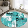 thumbnail image 5 of Rectangle Rug 4ft Area Rug, Boho Abstract Geometric Texture Area Rugs for Living Room Bedroom, Summer Leaves Turquoise Floor Mat Non-Slip Non-Shedding Carpet Indoor Accent Rugs, 5 of 9