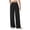 Black, variant on Women High Waist Pleated Wide Leg Suit Pants, Side Elastic Button Waist Drape Soft Woven Trousers, Solid Loose Dress Pants for Office Daily Commute Casual Outfits