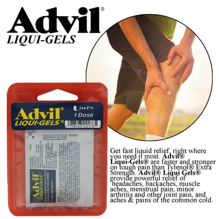 Uni's Advil Liqui-Gels Single Dose 6 Count (2 Capsules) Helps Relieves Headache, Toothache, Backache, Menstrual Cramps, Common Cold, Muscular Aches, Arthritis Pain and Reduces