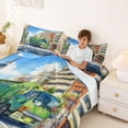 thumbnail image 3 of Castle Fairy Anime Garbage Truck Full Size Sheets 4-Piece for Teens, City Street View Bed Sheets for Bedroom, Green Blue, 3 of 6