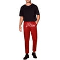 thumbnail image 2 of INSPIRE CHIC Shiny Pants for Men's Glitter 70s Disco Night Club Straight Leg Sequin Trousers 32 Red, 2 of 5