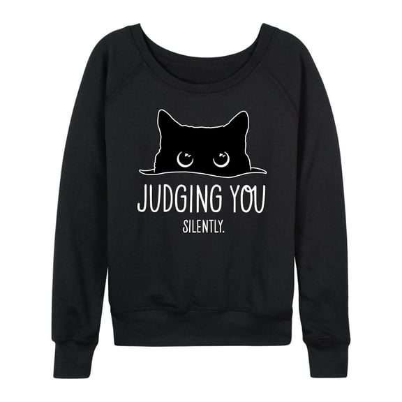 Instant Message - Judging Silently White Ink - Women's Lightweight French Terry Long Sleeve Shirt