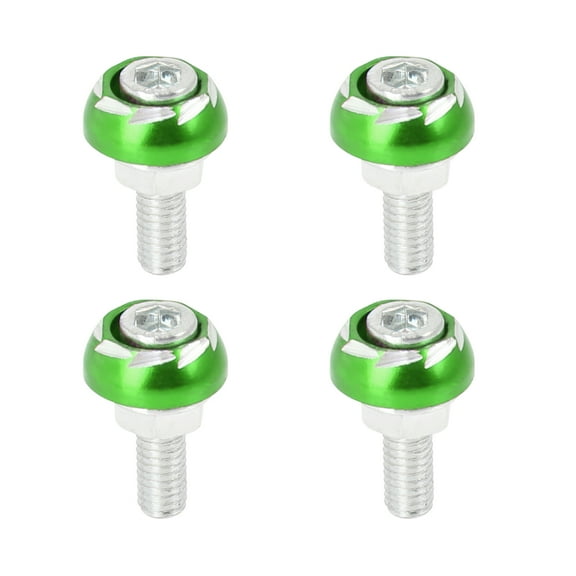 Unique Bargains 4pcs 6mm Universal Metal Motorcycle License Plate Frame Bolt Screw Fastener Green