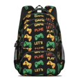 thumbnail image 2 of Game Controller Black Pattern Backpack for School, Cute School Bag with Adjustable Shoulder Straps and Padded Back, 16.9"x12.6"x5.9", 2 of 5