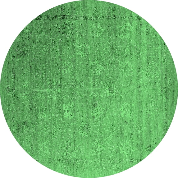 Ahgly Company Indoor Round Oriental Emerald Green Industrial Area Rugs, 6' Round