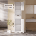 thumbnail image 3 of Asofer 67" Tall Bathroom Storage Cabinet, Narrow Linen Tower with Door & Drawer, White, 3 of 9