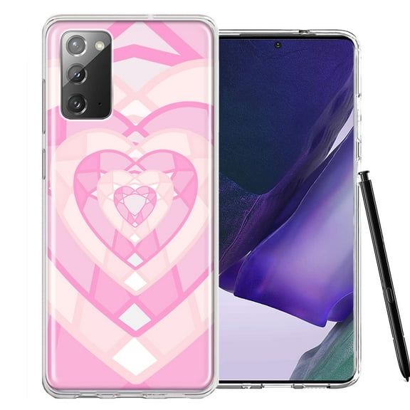 MUNDAZE For Samsung Galaxy Note 20 Pink Gem Hearts Design Double Layer Phone Case Cover