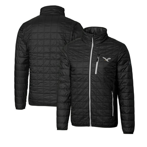 Men's Cutter & Buck Black Philadelphia Eagles Gridiron Classics Big & Tall Rainier PrimaLoft Eco Insulated Full-Zip