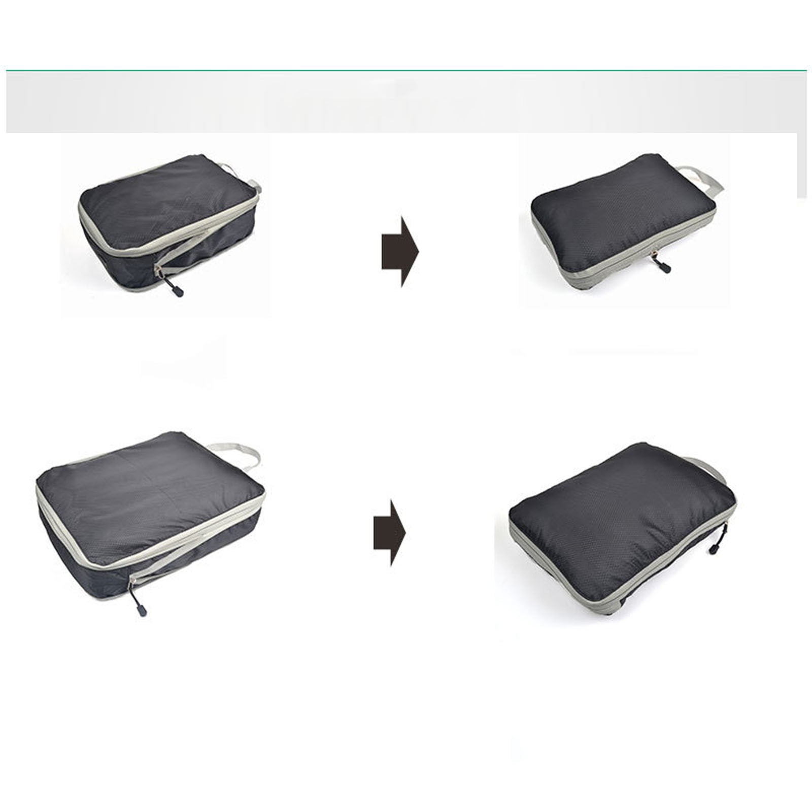 3-Piece Travel Packing Cube Set, Nylon Zipper Compression Organizer Bags, Lightweight Foldable Luggage Pouches for Clothes, Toiletries and Accessories