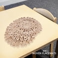 thumbnail image 3 of Round Woven Placemat for Dining Table,Natural Braided Rattan Tablemat Hollow Wicker Plates for Holiday Kitchen Table Mat, 3 of 9