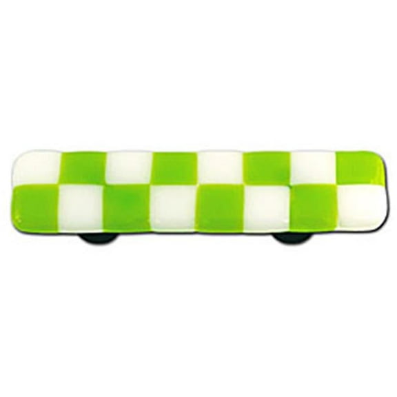Hot Knobs HK7003-PA Spring Green & White Rectangle Glass Cabinet Pull - Aluminum Post
