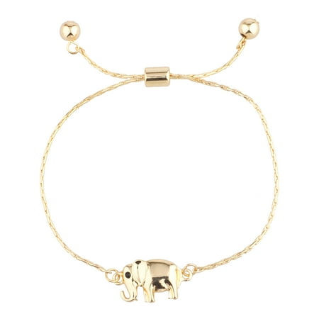 Flower String Bracelet Jewelry - Lux Accessories Gold Tone Boho Elephant Good Luck Slider Draw String Bracelet