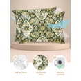 thumbnail image 2 of Sage Green Boho Pillow Cases Standard Size Set of 2, Smooth Satin Pillowcase for Hair and Skin, Rustic Southwest Plants Motifs Decorative Cooling Bed Pillow Covers with Zipper, 20x26 Inches, 2 of 5