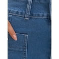 thumbnail image 5 of INSPIRE CHIC Women's Denim Skirt High Waisted Front Pockets Stretch Below Knee Length Jean Skirts S Blue, 5 of 6