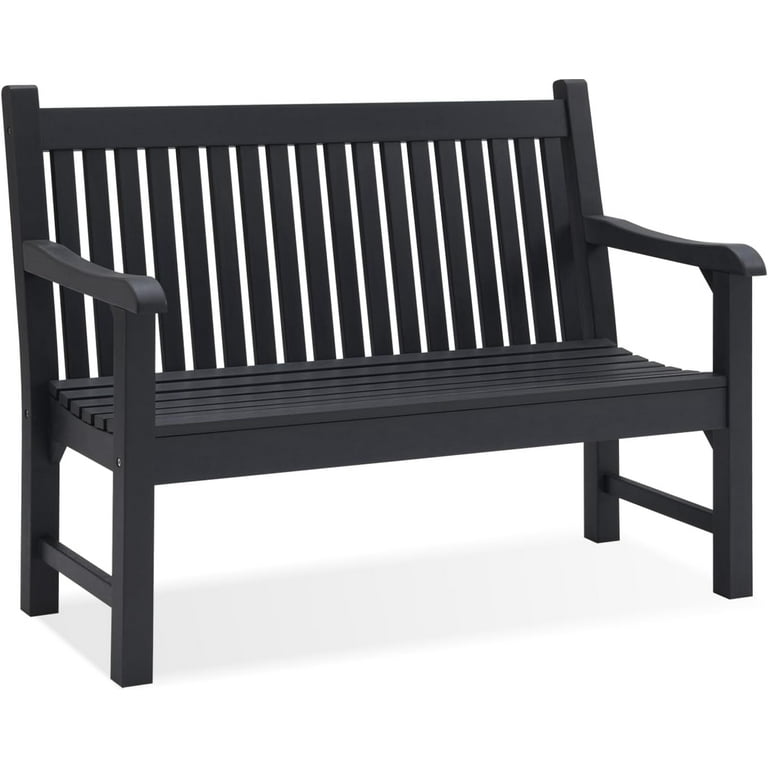 Efurden Garden Bench 2 Person Poly Lumber Patio Bench All Weather Outdoor Bench for Garden Porch and Park Black