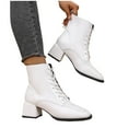 thumbnail image 6 of Wensltd Pointed Toe Boots Women Mid Heel British Style Square Toe Fashion Office Work Shoes, 6 of 9