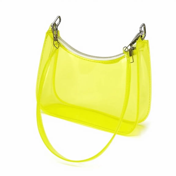 Clear Bag for Stadium Events Clear Sports Fan Handbags Purses, Unisex 0.4 mm Thickened Waterproof PVC, Approved for Concerts, Game Days, Yellow-A