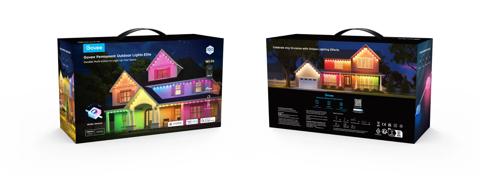 Govee RGBIC WiFi Wireless Outdoor Permanent String Lights, 100ft, White