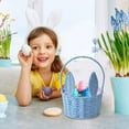 thumbnail image 4 of Easter Woven Bunny Basket Long Ears Storage Tote, Iron Frame 10.24 x 7.87 x 6.3 in Kids Egg-Hunt Bag, Multi-Color Tabletop Organizer for Snacks, Toys & Gifts, 4 of 6