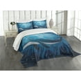 thumbnail image 3 of Ambesonne Whale Quilted Bedspread Set 3 Pcs, Marine Motif Ocean Retro, Queen Size, Petrol and Violet Blue, 3 of 5