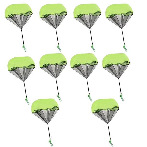 Green Gadgets de juguete de paracaídas, juguete volador para lanzar a mano, sin batería, 10 Uds.