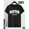 thumbnail image 3 of Boston Est. 1997 Graphic Men's T-Shirt - 100% Cotton, Casual Crew Neck, Short Sleeve (Black,S-2XL), 3 of 7